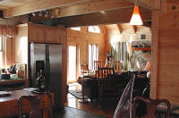 Snowshoe log lodge great room