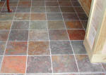 Slate floor in kitchen, dining area